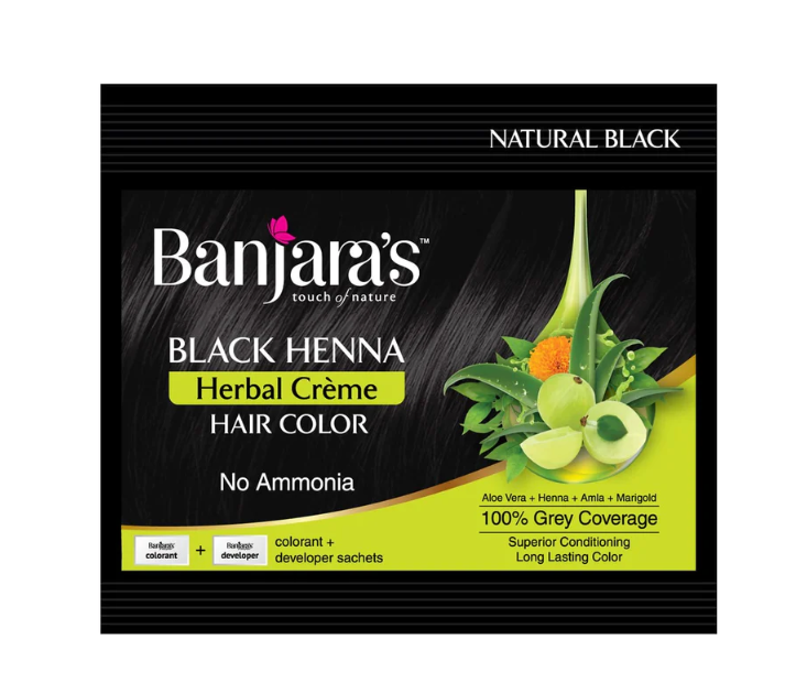 Banjara's Black Henna Herbal Creme Hair Color (20g+20ml)
