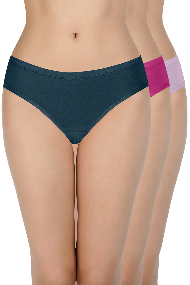 every de  100% Cotton Bikini Panty Pack (Pack of 3) - D002 - Solid