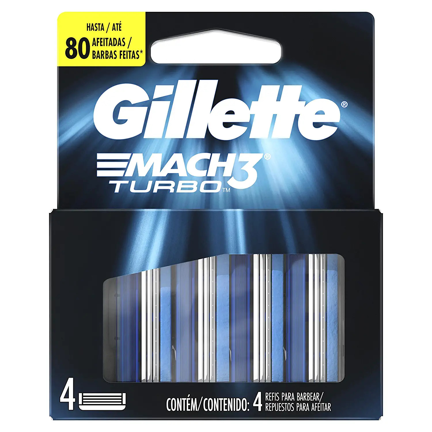Gillette Mach 3 Turbo Manual Shaving Razor Blades - 4s Pack (Cartridge)