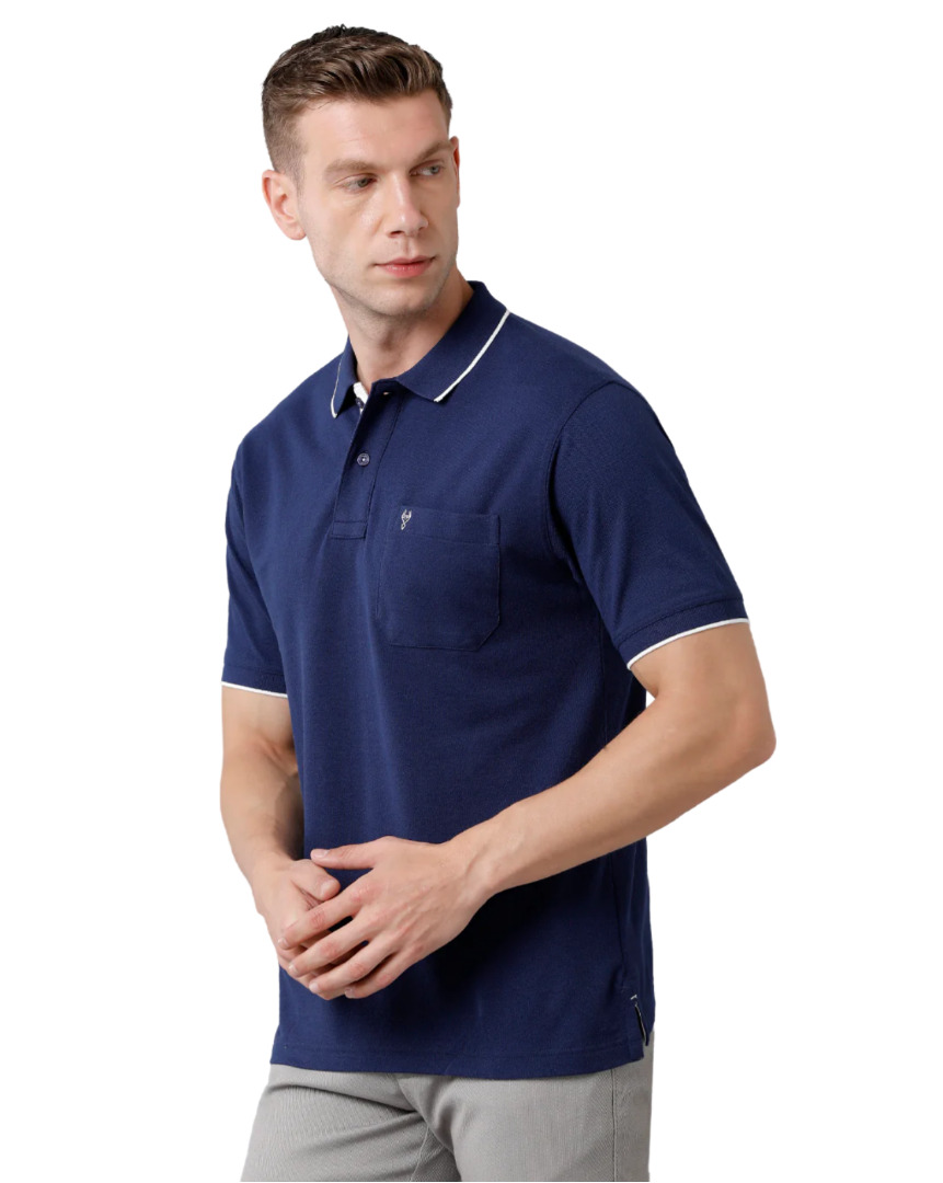 T-shirt Classic Polo Men's Smart Double Pique Polo Half Sleeve Authentic Fit T-Shirt | Nova - Dark Navy