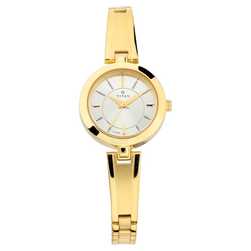 Titan Quartz Analog Silver Dial Metal Strap Watch for Women