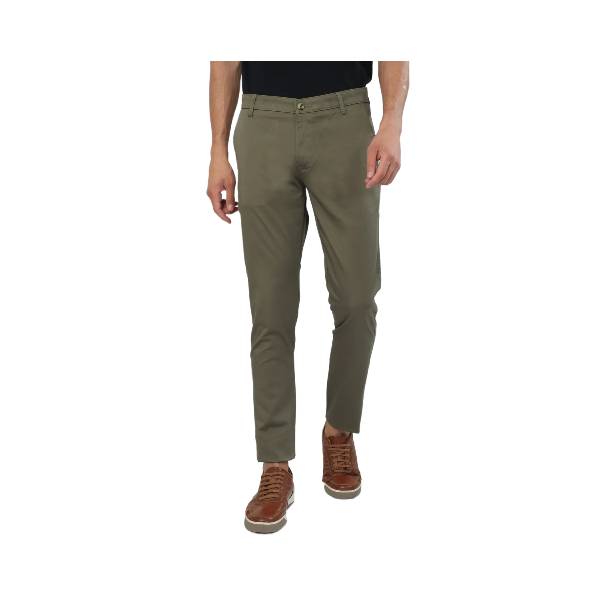 Classic Polo Men's Moderate Fit Cotton Trousers | CR-TRS-SATIN-OLIVE MF LY