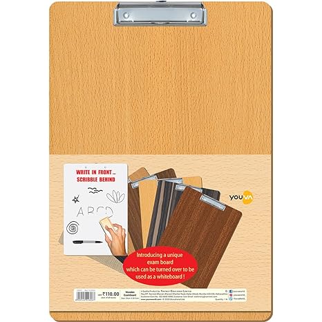 Navneet Youva | Wooden Exam Board for Students and Artists | Size - 24 cm x 34.5 cm | Pack of 1