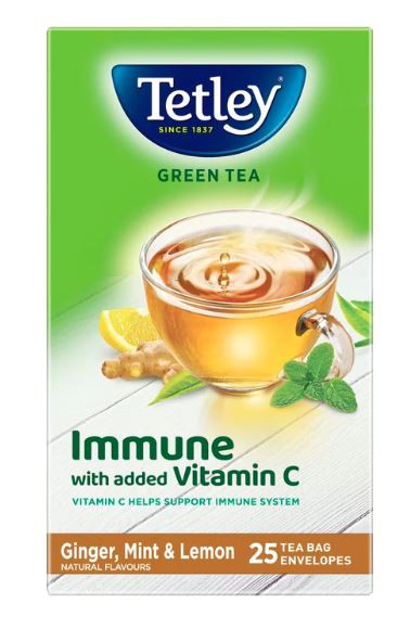 Tetley | Ginger, Mint & Lemon Flavored Green Tea | 25 Tea Bags
