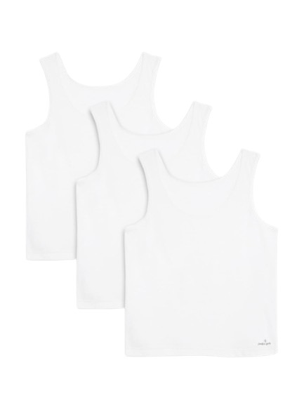 Jockey Girl's Super Combed Cotton Solid Inner Tank Top - White(Pack of 3)