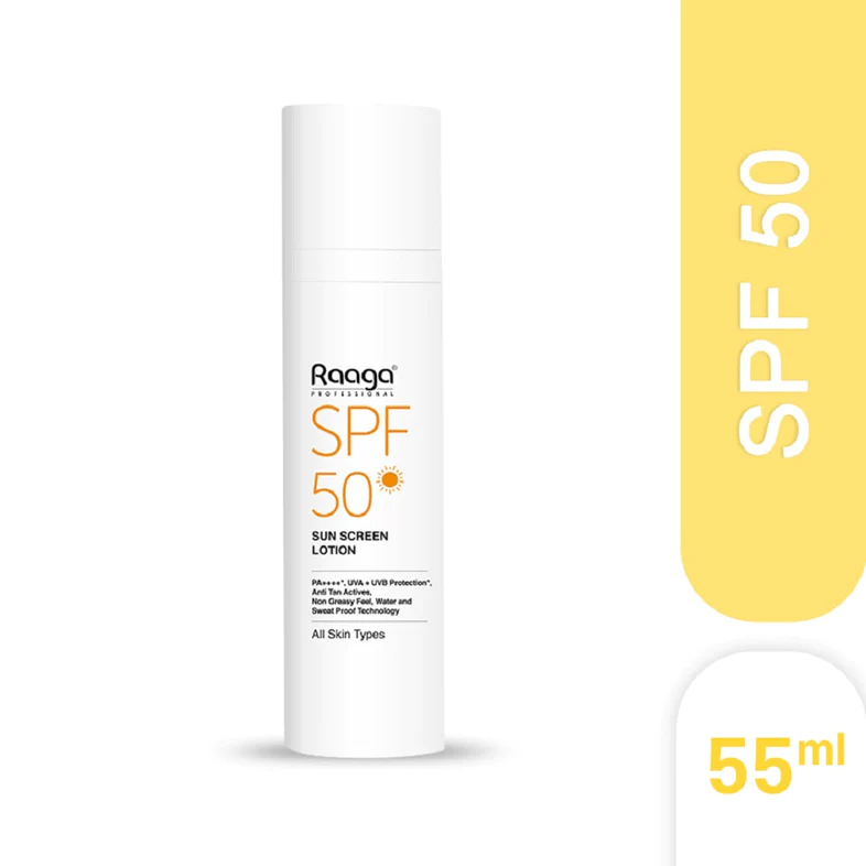 Raaga Professional Sunscreen Lotion SPF 50, White, 55 ml