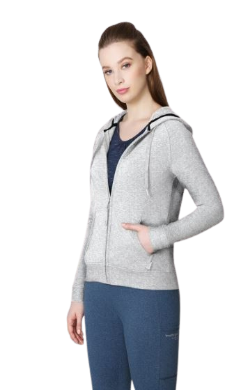 FULL ZIP HOODIE GREY MELANGE