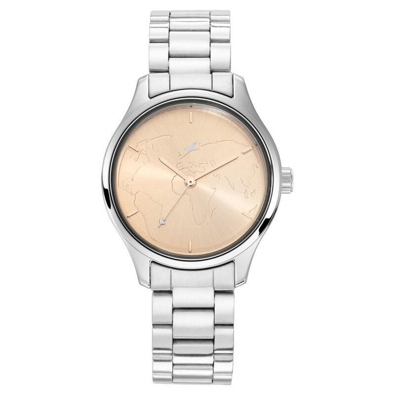 Fastrack Tripster Quartz Analog Rose Gold Dial Stainless Steel Strap Watch for Girls