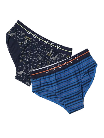 Jockey Boy's Super Combed Cotton Elastane Stretch Printed Brief with Ultrasoft Waistband - Assorted(Pack of 2)