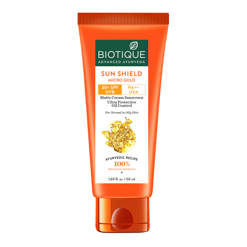 Biotique Sun Shield Micro Gold Matte Cream 30+ Spf Uav Sunscreen Ultra Protective Oil Contro