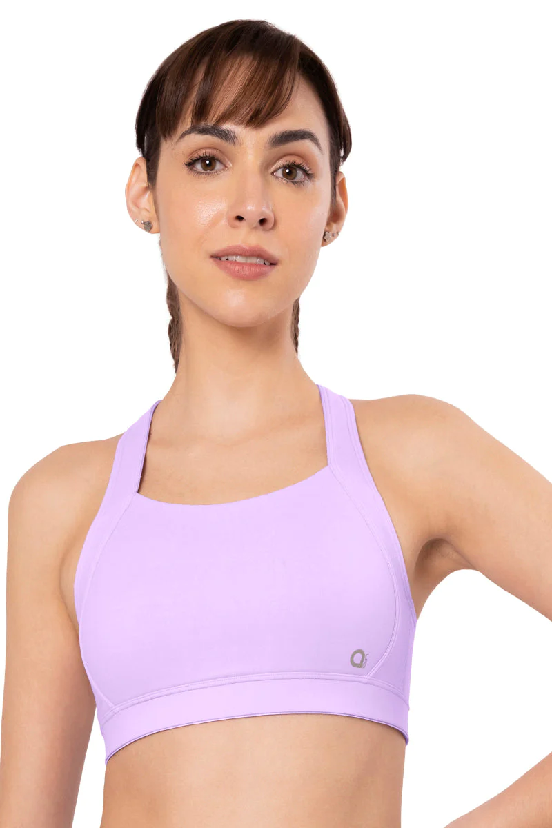 Amante  Energize High Impact Round Neck Sports Bra - Tempest and Digital Lavender