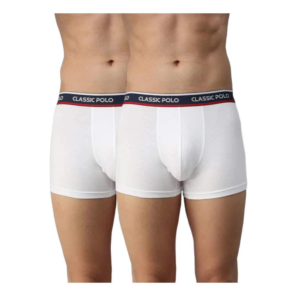 Classic Polo Men's Modal Solid Trunks | Glance - White (Pack Of 2)