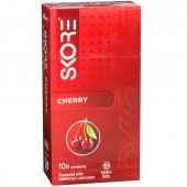 Skore Condoms Cherry Flavoured, Coloured & Dotted With Extra Lubrication Pack Of 10