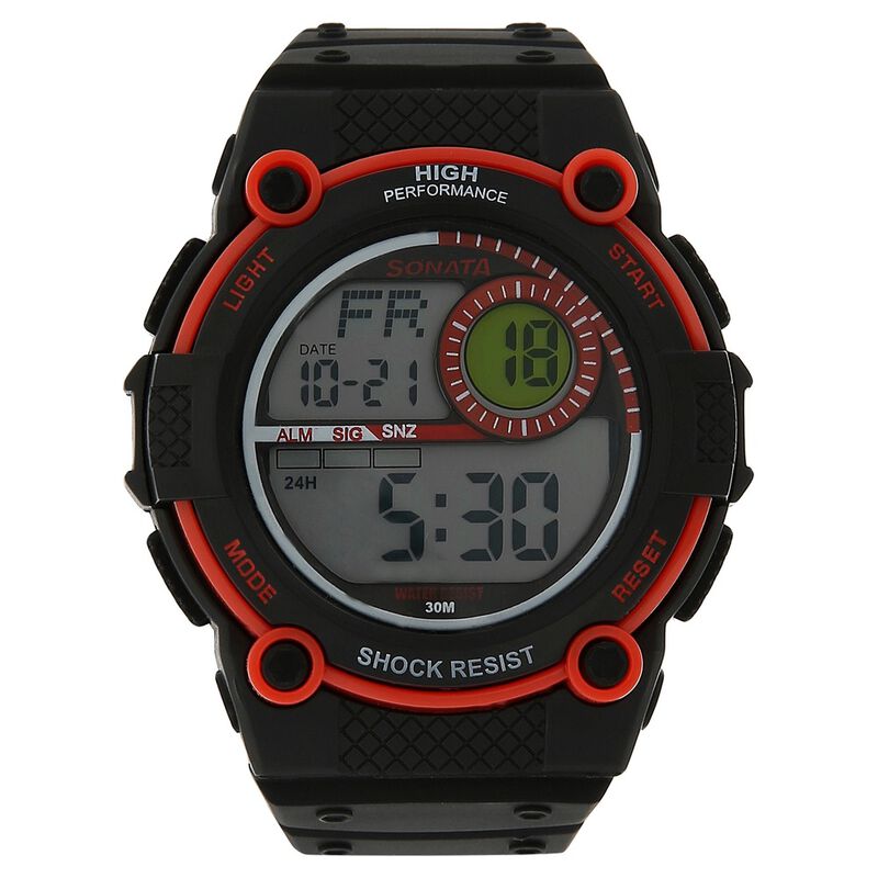 SF Digital Dial Black Plastic Strap Watch for Men