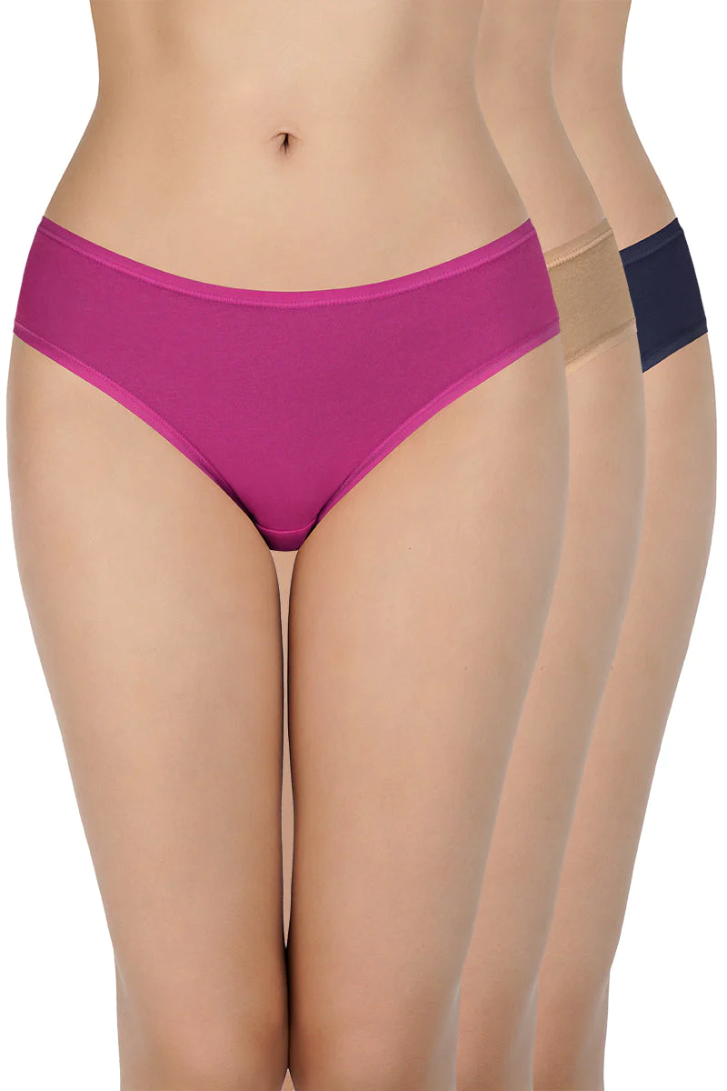 Amante  Solid Low Rise Bikini Panties (Pack of 3)-C445