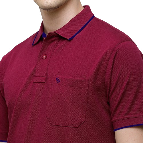 T-Shirt Classic Polo Men's Casual Solid Maroon Half Sleeve T-Shirt