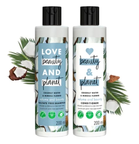 Love Beauty and Planet Coconut Water & Mimosa Flower Volume and Bounty Shampoo & Conditioner Combo - (200ml + 200ml)