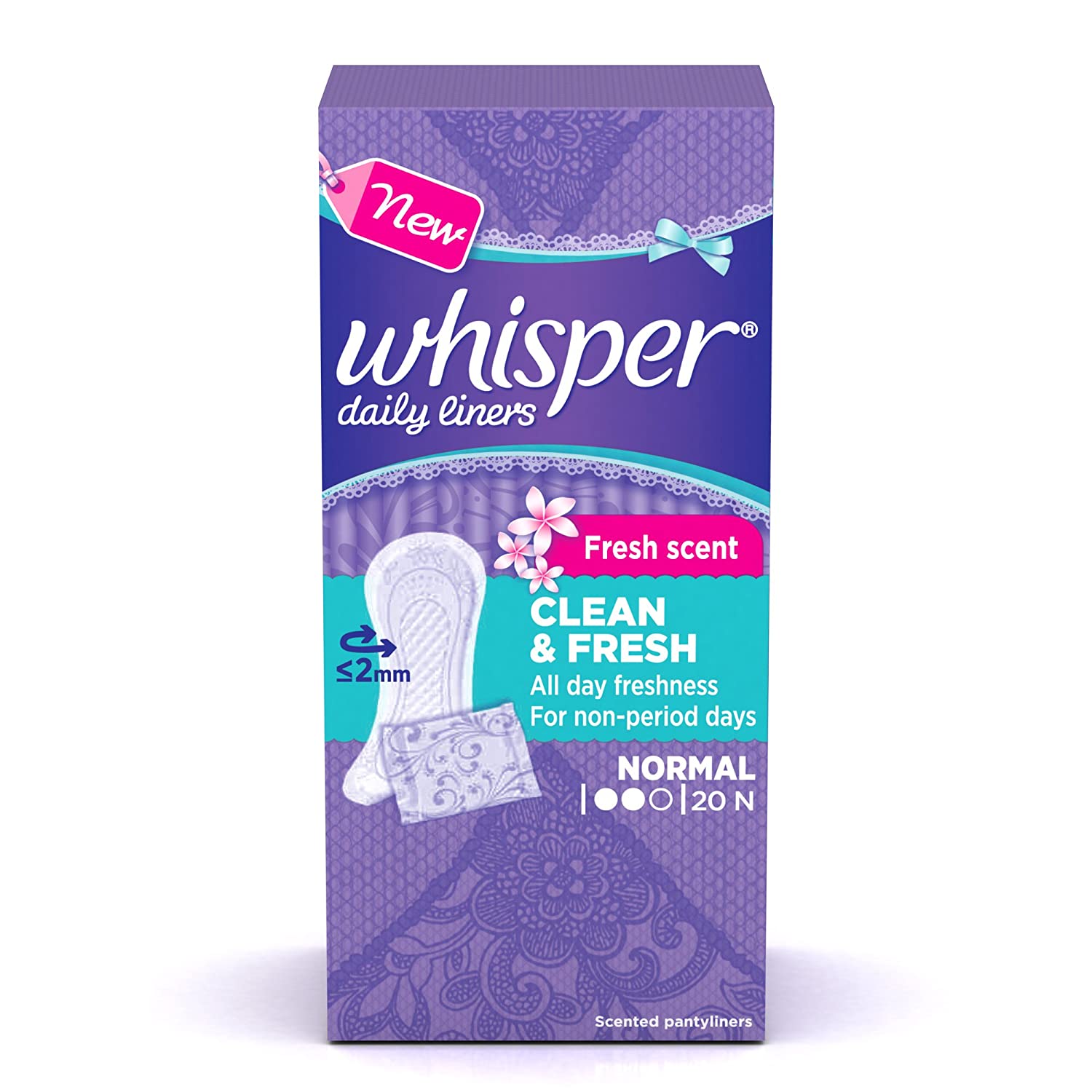 Whisper Daily Liners - Clean & Fresh 20s Pack