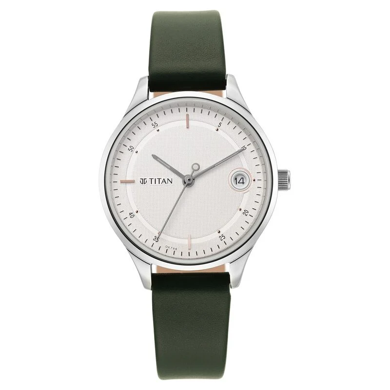 Titan Workwear Silver Dial Women Watch With Leather Strap