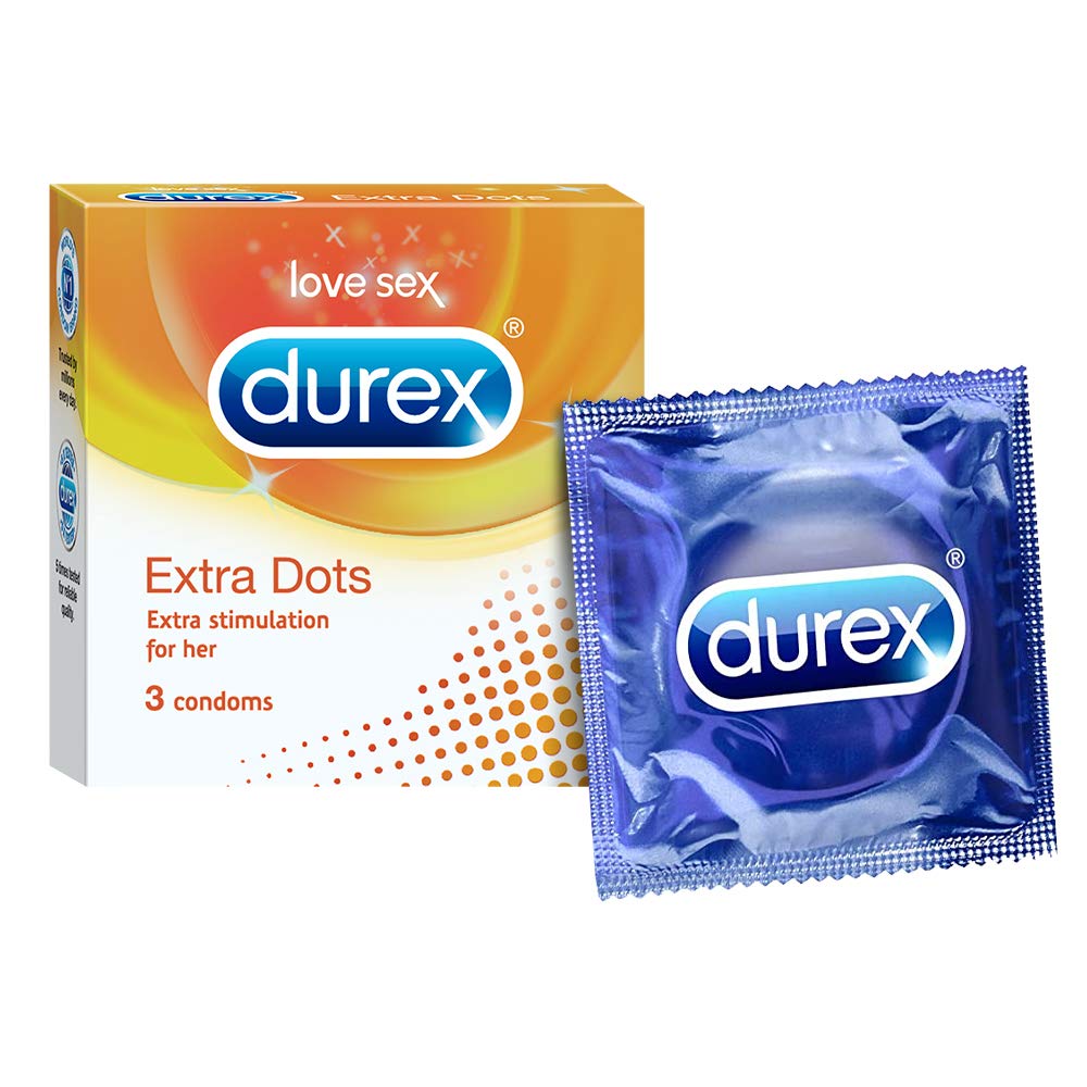 Durex Extra Dotted Condoms for Men - 3 Count
