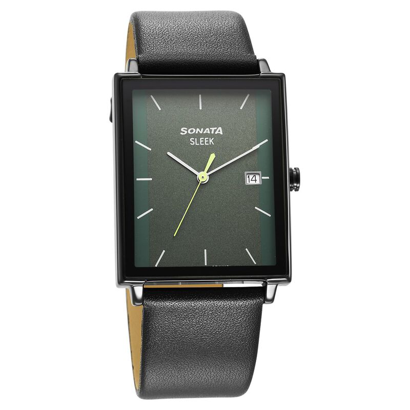 Sonata Sleek Green Dial Analog with Date Watch for Men 7148NL01
