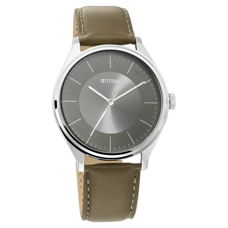 Titan Men's Urban Edge Lustrous White Dial Leather Watch