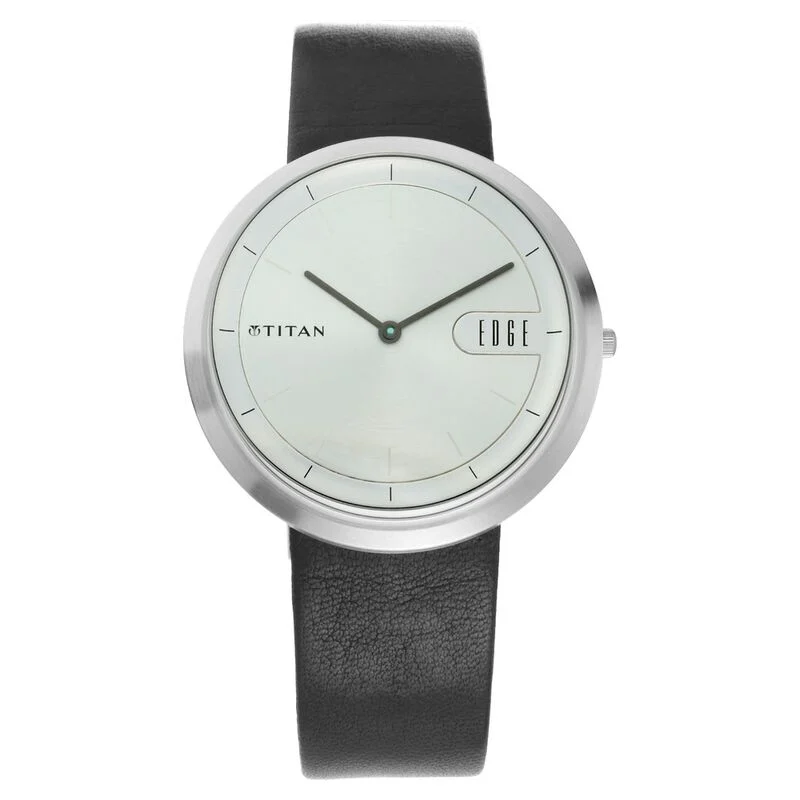 Titan Quartz Analog Silver Dial Leather Strap Watch for Men