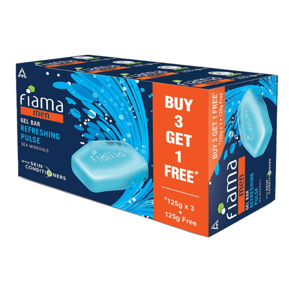 Fiama Men Refreshing Pulse Gel Bar With Sea Minerals With Skin Conditioners 125g soap Buy 3 Get 1 Free