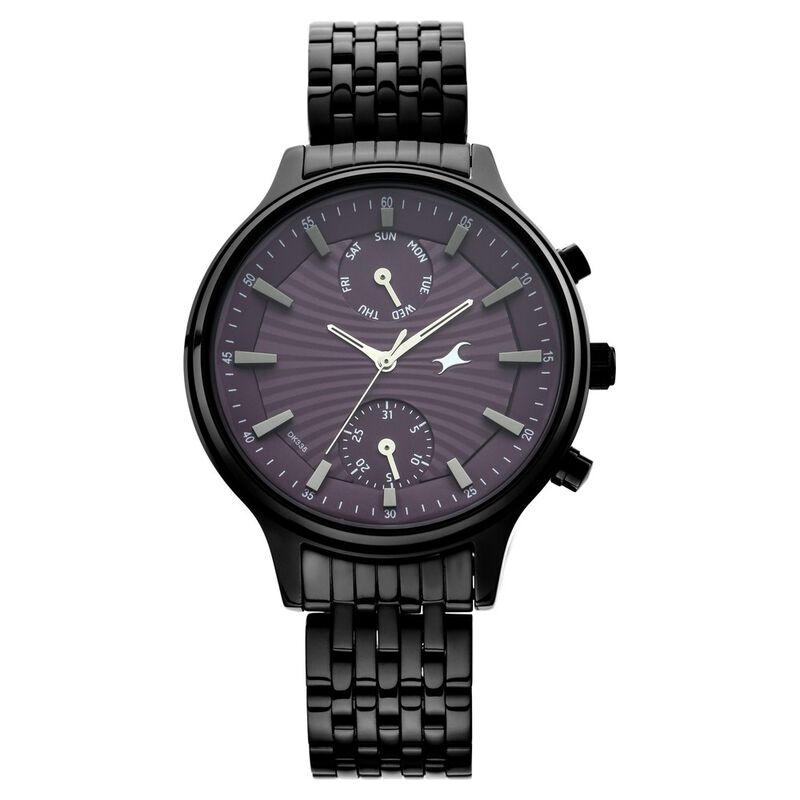 Fastrack Ruffles Quartz Multifunction Purple Dial Stainless Steel Strap Watch for Girls