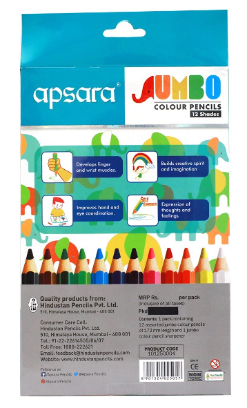 Apsara Jumbo Colour Pencils 12 Shades