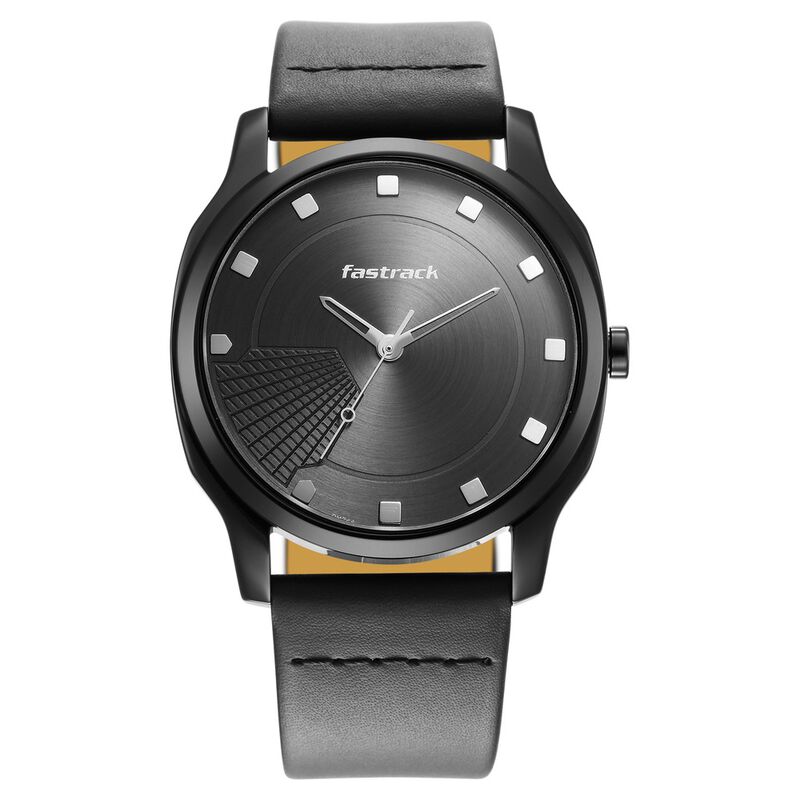 Fastrack Stunners Quartz Analog Anthracite Dial Leather Strap Watch for Guys