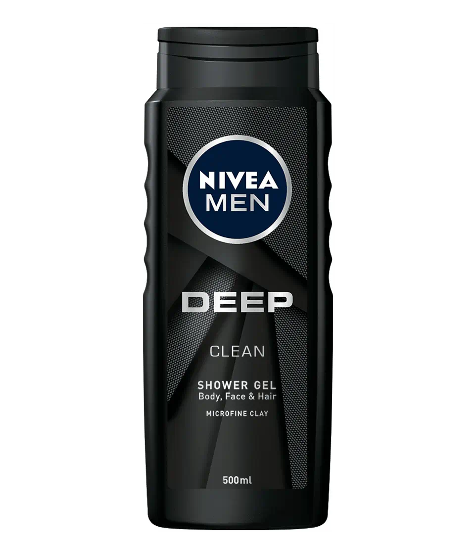 NIVEA Deep Impact, 3-In-1 Shower Gel For Body, Face & Hair, With Microfine Clay,