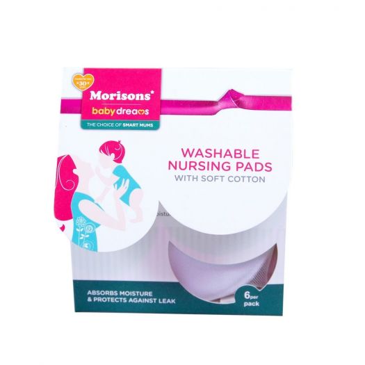 J L MORISON Washable Nursing Pads with Soft Cotton-Set of 6