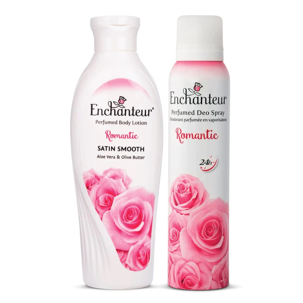 Enchanteur Romantic Hand and Body Lotion, 250ml & Romantic Perfumed Deo Spray 150ml