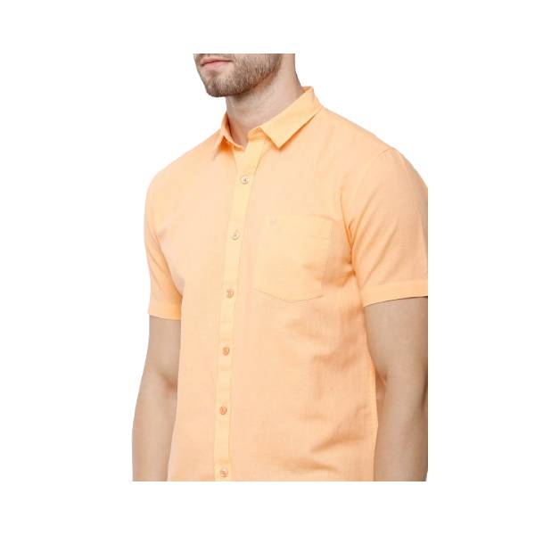 Classic Polo Mens Solid Milano Fit Half Sleeve Woven Shirt -Mica Orange HS
