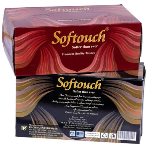 Softouch Facial Tissues - 2 Ply, 200 pcs (Pack of 2)
