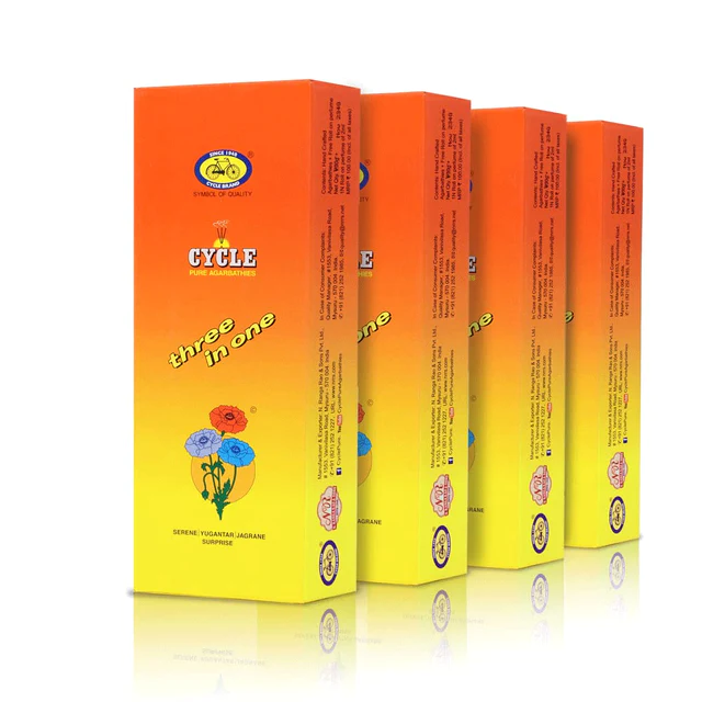 Cycle Three in One Agarbatti Combo - Pack of 4 (202gm per Pack)