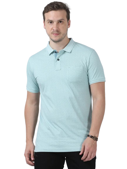 Classic Polo Men's Printed Green Cotton Half Sleeve T-Shirt | BELLO - 260 B SF P