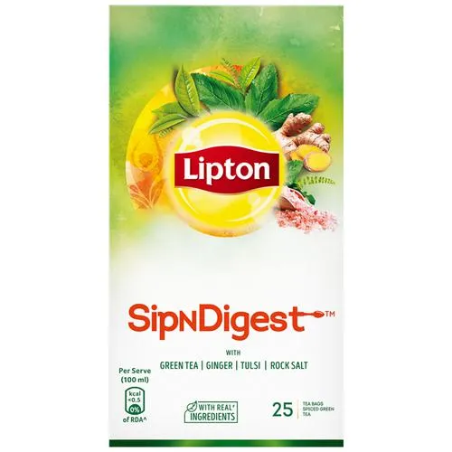 Lipton SipNDigest Spiced Green Tea Bags, 10 pcs (10 Bags x 1.8 g Each)