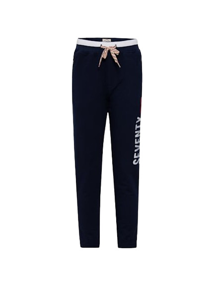 Boy's Super Combed Cotton Rich French Terry Graphic Printed Joggers with Side Pockets and Elasticated Hem - Navy