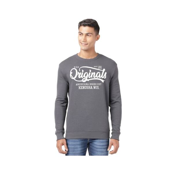 Men's Super Combed Cotton Rich French Terry Printed Sweatshirt with Ribbed Cuffs - Nine Iron