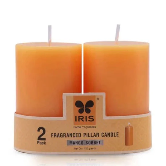 Cycle IRIS Set of 2 Fragranced Pillar Candle -mango sorbet  120gm