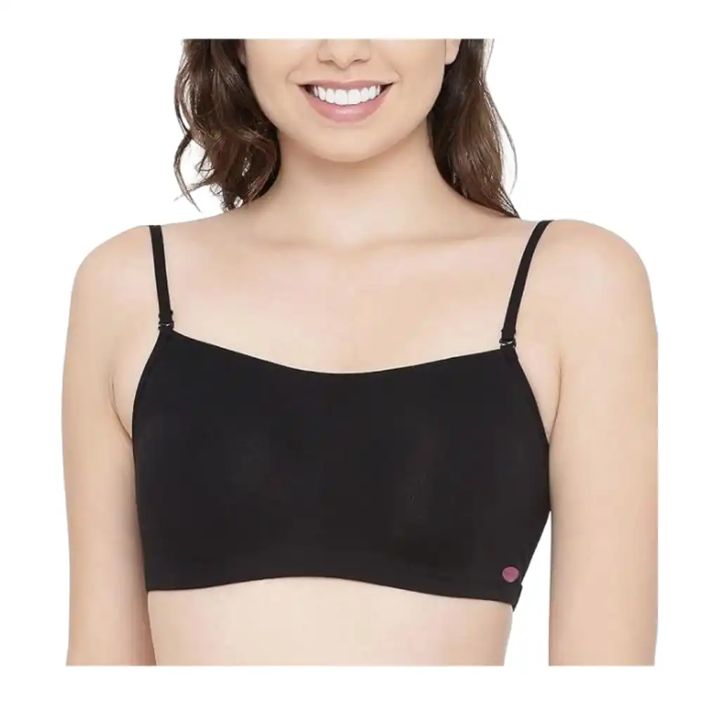 Enamor A022 Basic Cotton Stretch Cami with Detachable Straps Bra - Non-Padded Wirefree High Coverage