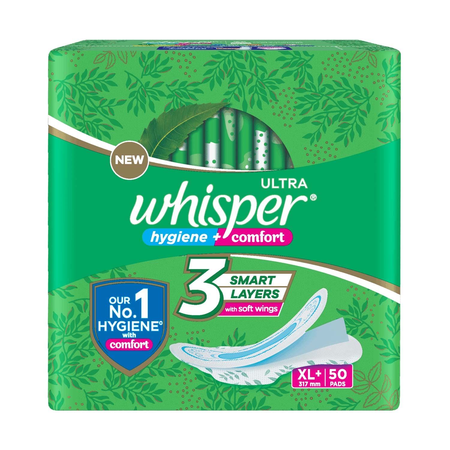 Whisper Ultra Clean Sanitary Pads for Women, XL+ 50 Napkins