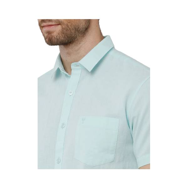 Classic Polo Mens Solid Milano Fit Half Sleeve Light Green Color Woven Shirt - Mica-L.Green HS