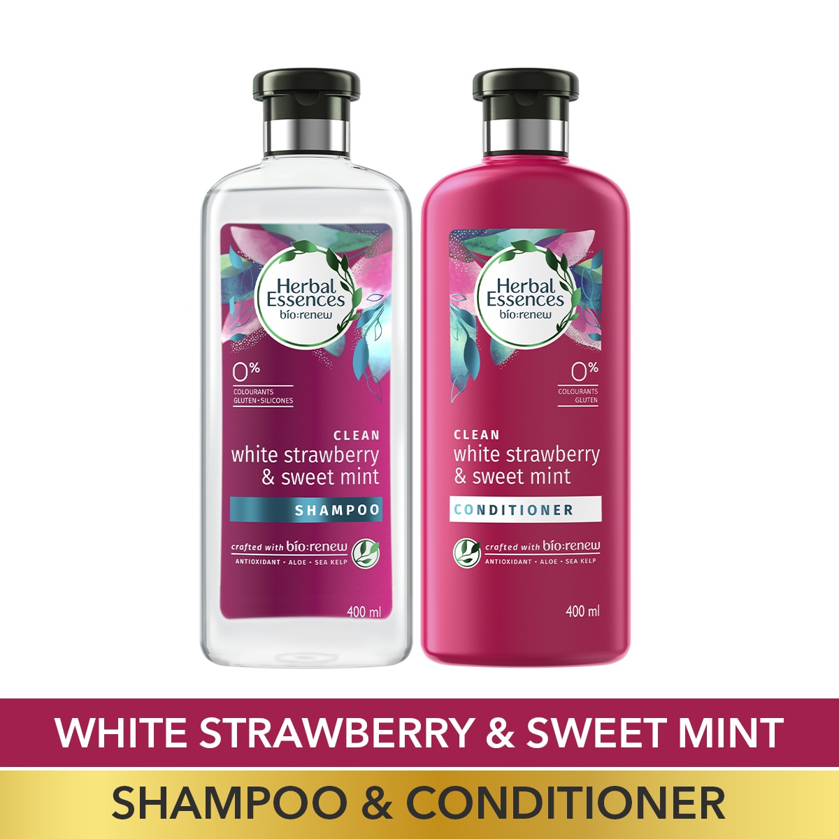 Herbal Essences Bio:Renew White Strawberry & Sweet Mint Shampoo and Conditioner Combo Box_400 ml + 400 ml