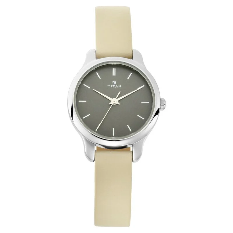 Titan Women's Chic minimalist watch with Anthracite dial and leather strap