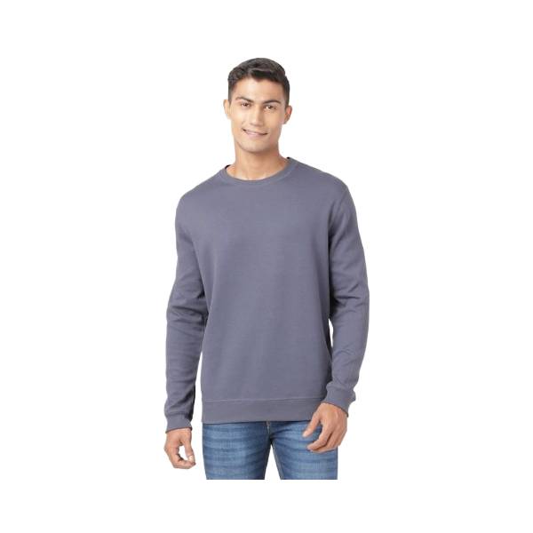 Men's Super Combed Cotton Rich Pique Sweatshirt with Ribbed Cuffs - Odyssey grey